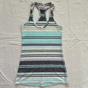 Lululemon Cool Racerback Tank Groovy Stripe Static Wave Cadet Blue size 4 EUC